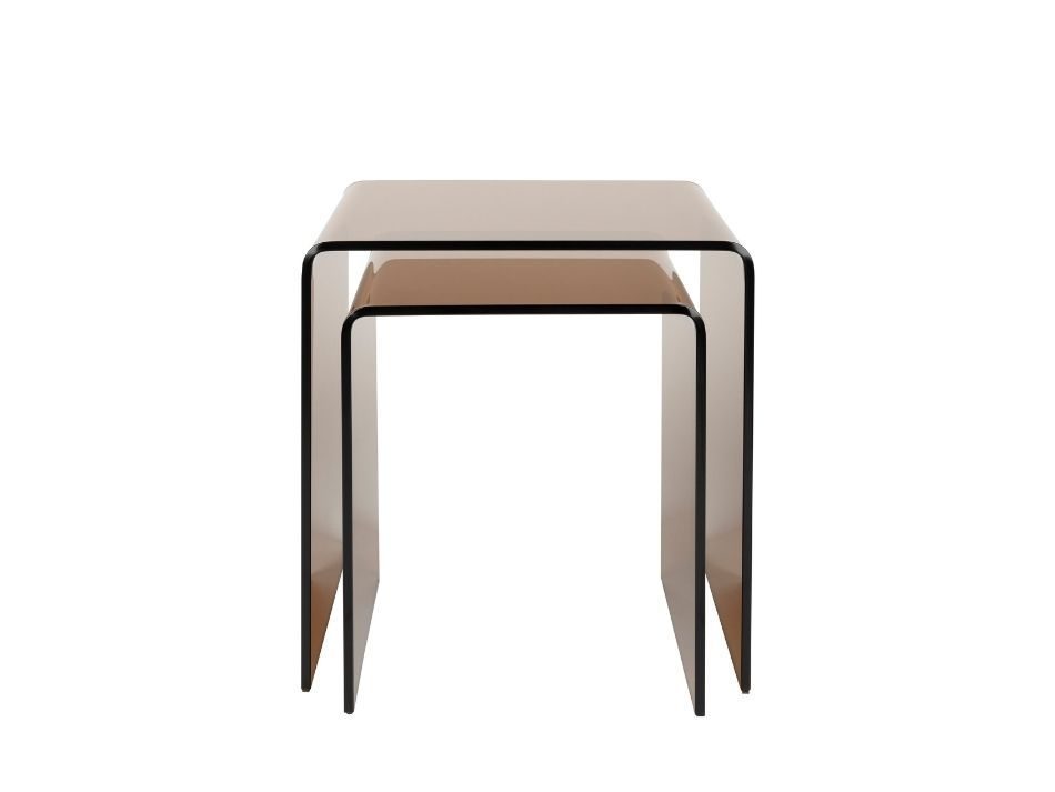 Side Table Vetro Set of 2 Brown 1
